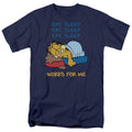 Garfield - Works For Me - Adult Unisex Short Sleeve T-Shirt - Blue