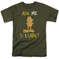 Garfield - Ask Me If I Care - Adult Unisex Short Sleeve T-Shirt - Green