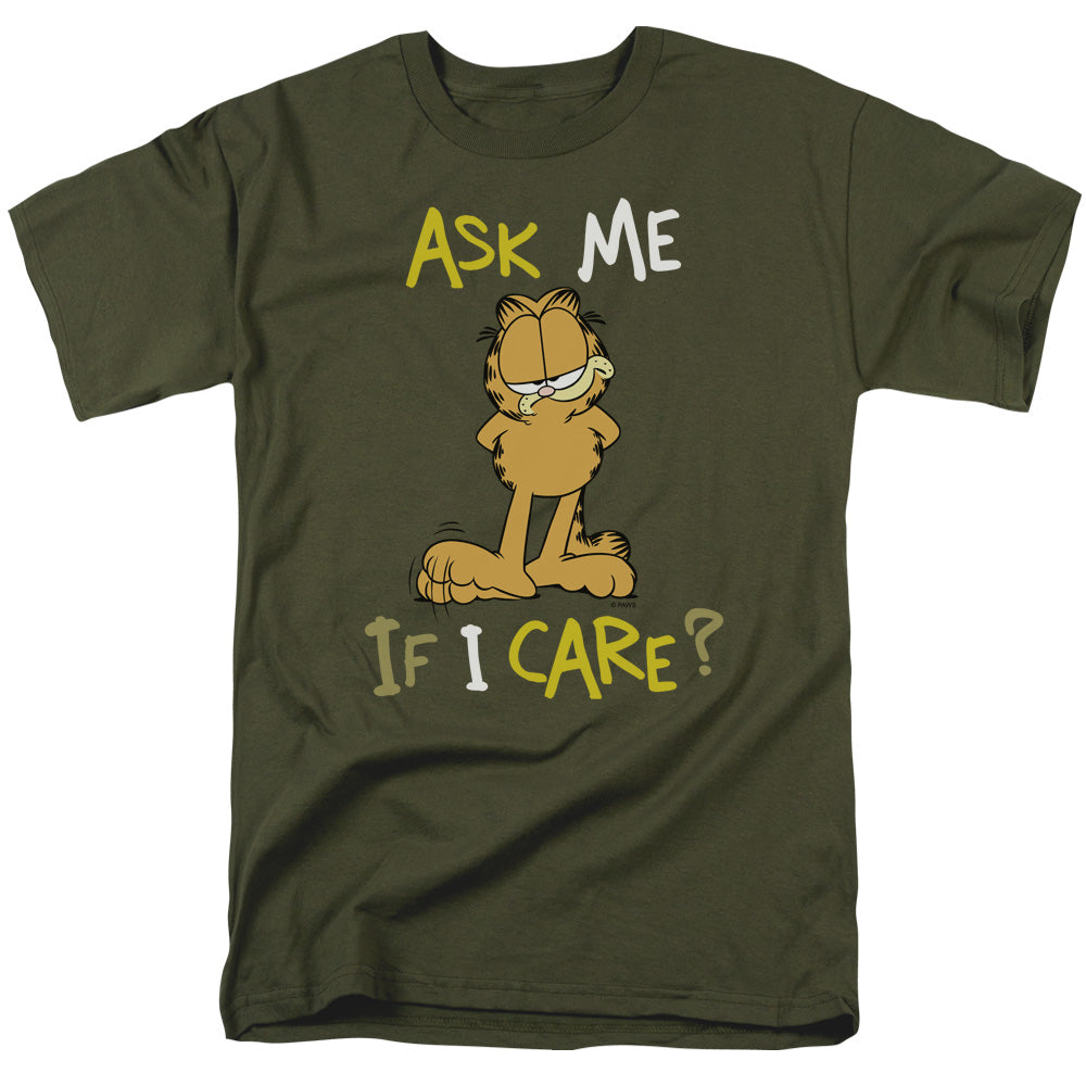 Garfield - Ask Me If I Care - Adult Unisex Short Sleeve T-Shirt - Green