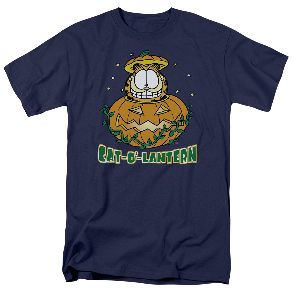Garfield - Cat O Lantern - Adult Unisex Short Sleeve T-Shirt - Blue