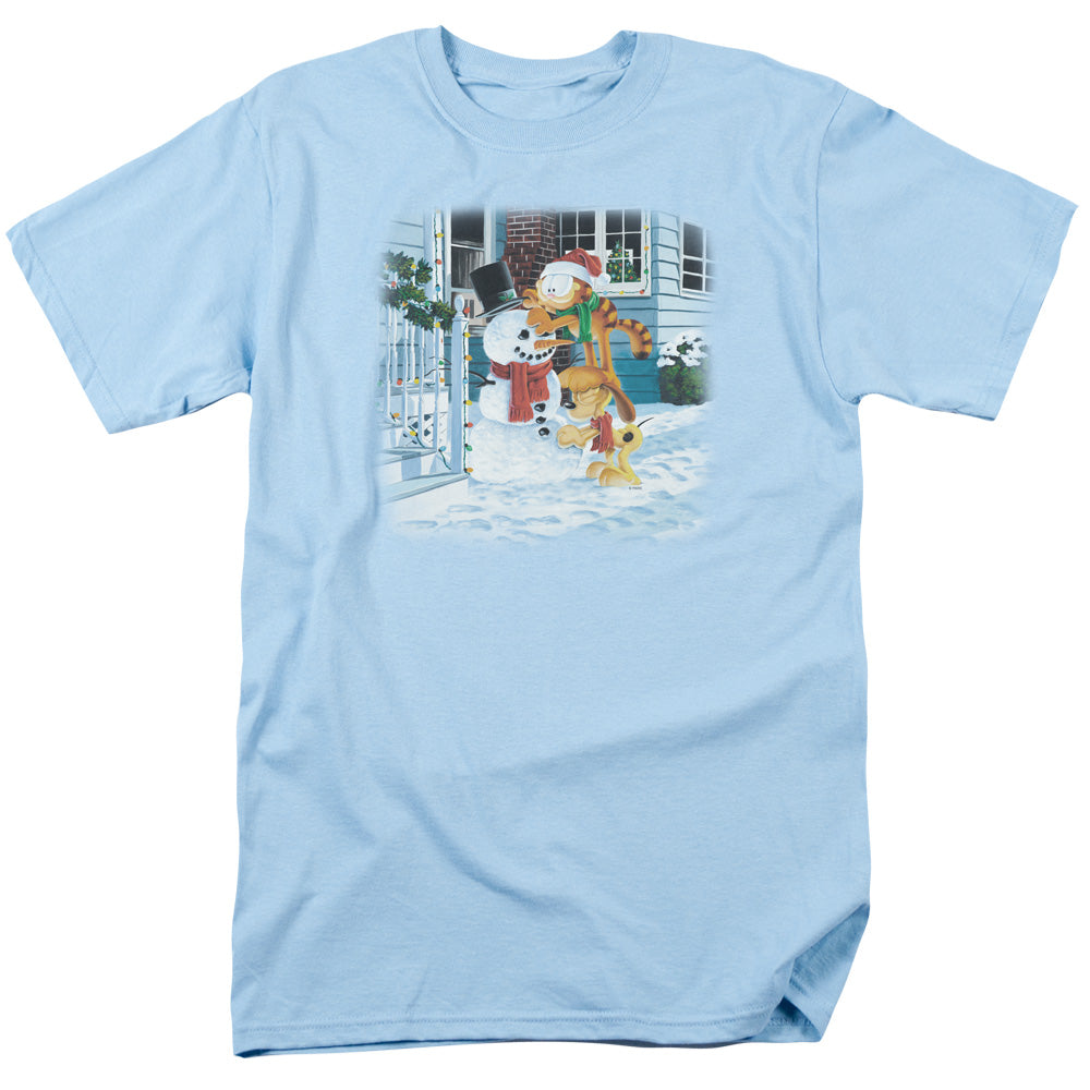 Garfield - Snow Fun - Adult Unisex Short Sleeve T-Shirt - Blue