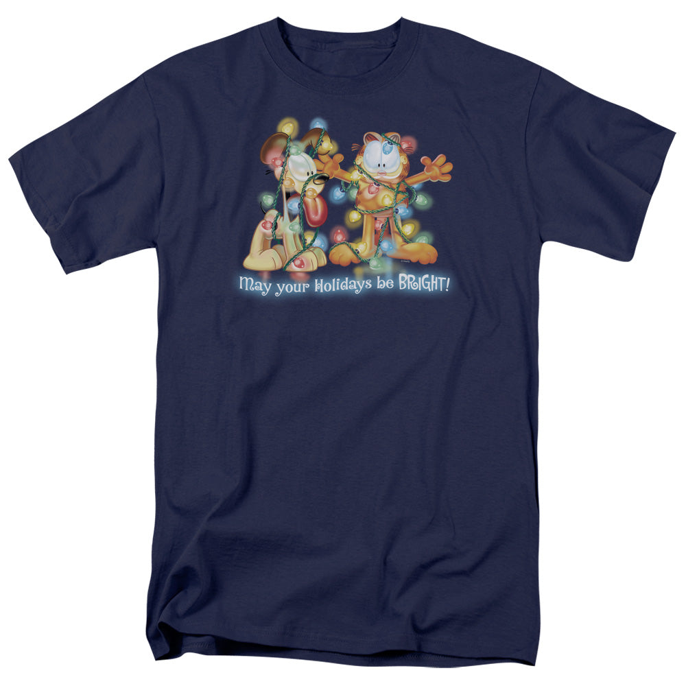 Garfield - Bright Holidays - Adult Unisex Short Sleeve T-Shirt - Blue