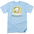 Garfield - Mothers Love Flowers - Adult Unisex Short Sleeve T-Shirt - Blue