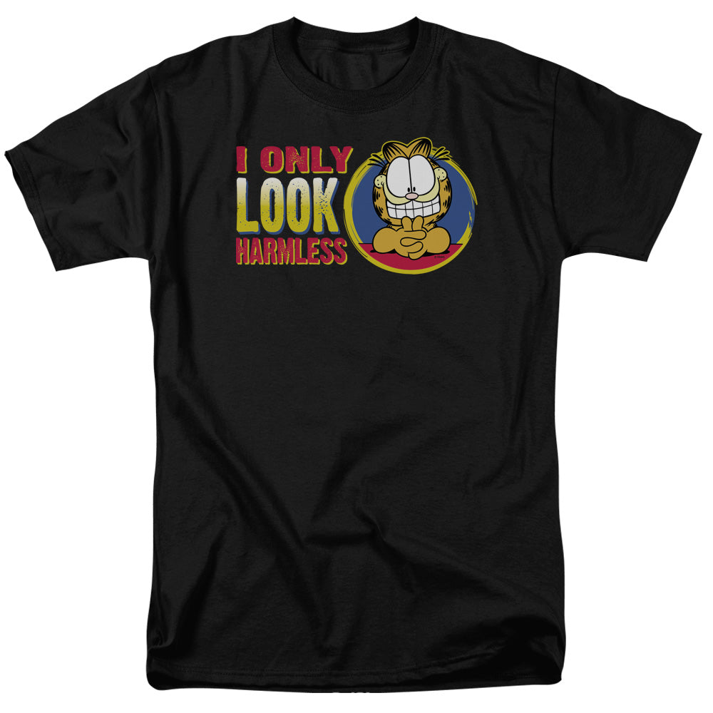 Garfield - I Only Look Harmless - Adult Unisex Short Sleeve T-Shirt - Black