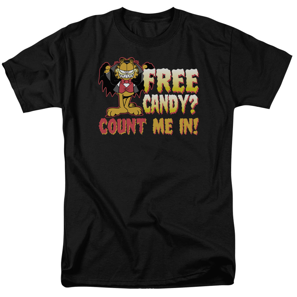 Garfield - Count Me In - Adult Unisex Short Sleeve T-Shirt - Black