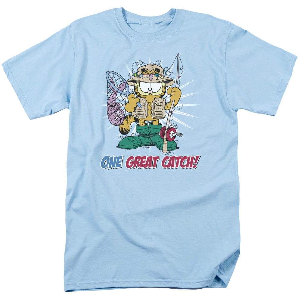 Garfield - One Great Catch - Adult Unisex Short Sleeve T-Shirt - Blue