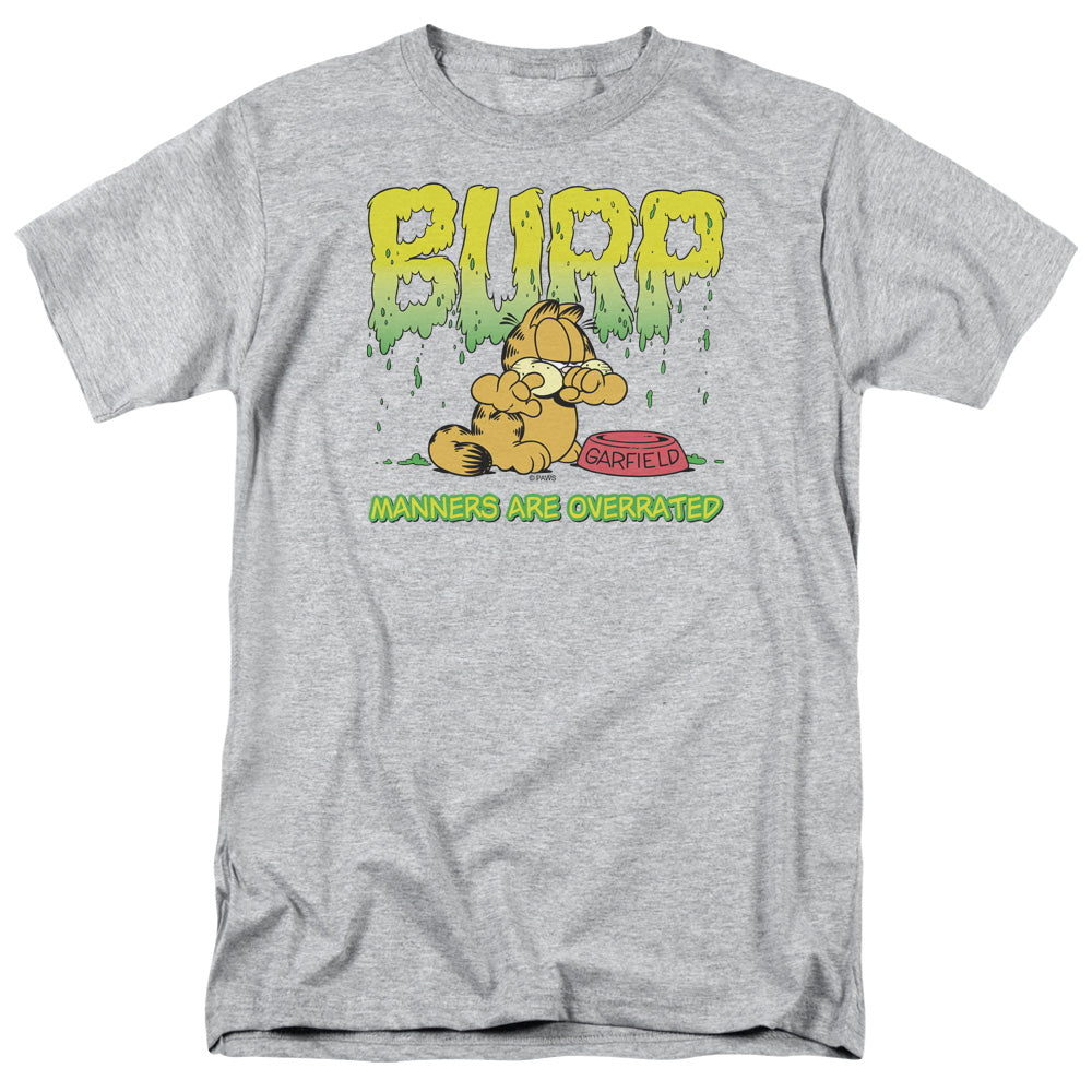 Garfield - Manners - Adult Unisex Short Sleeve T-Shirt - Gray