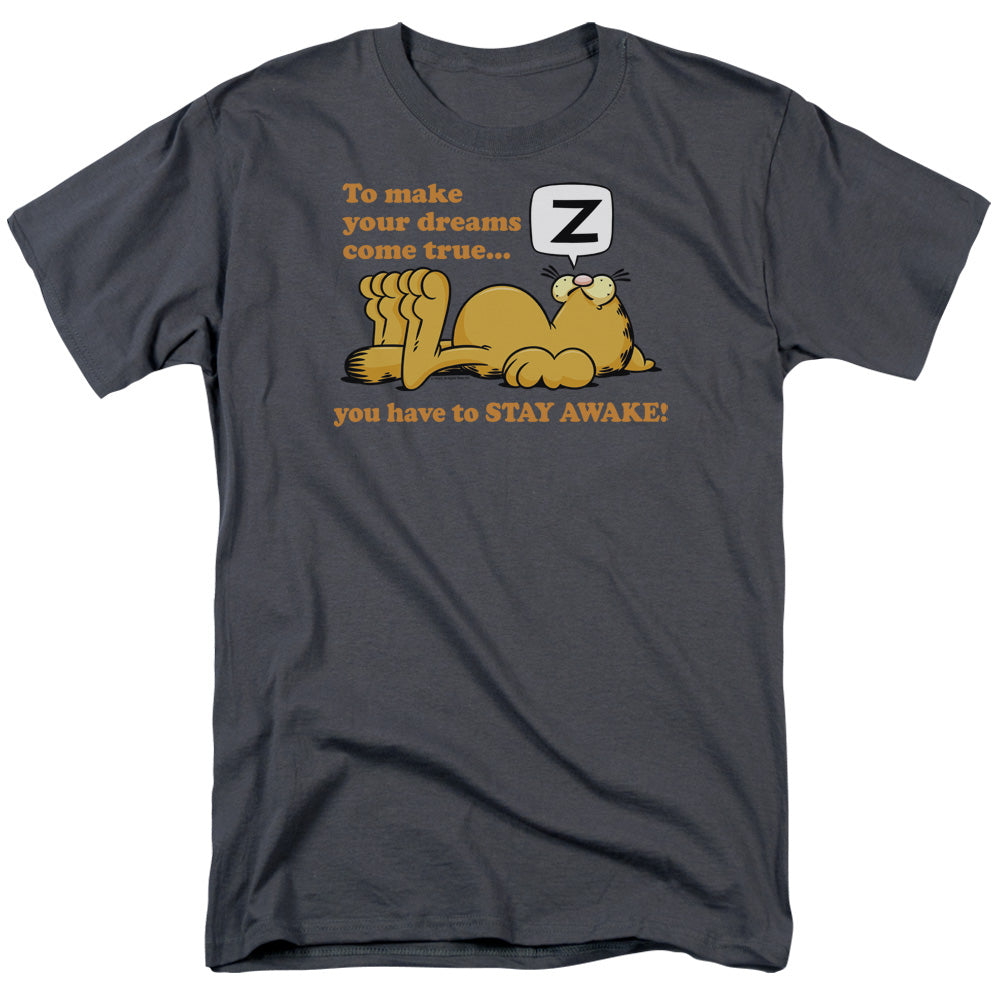 Garfield - Stay Awake - Adult Unisex Short Sleeve T-Shirt - Gray