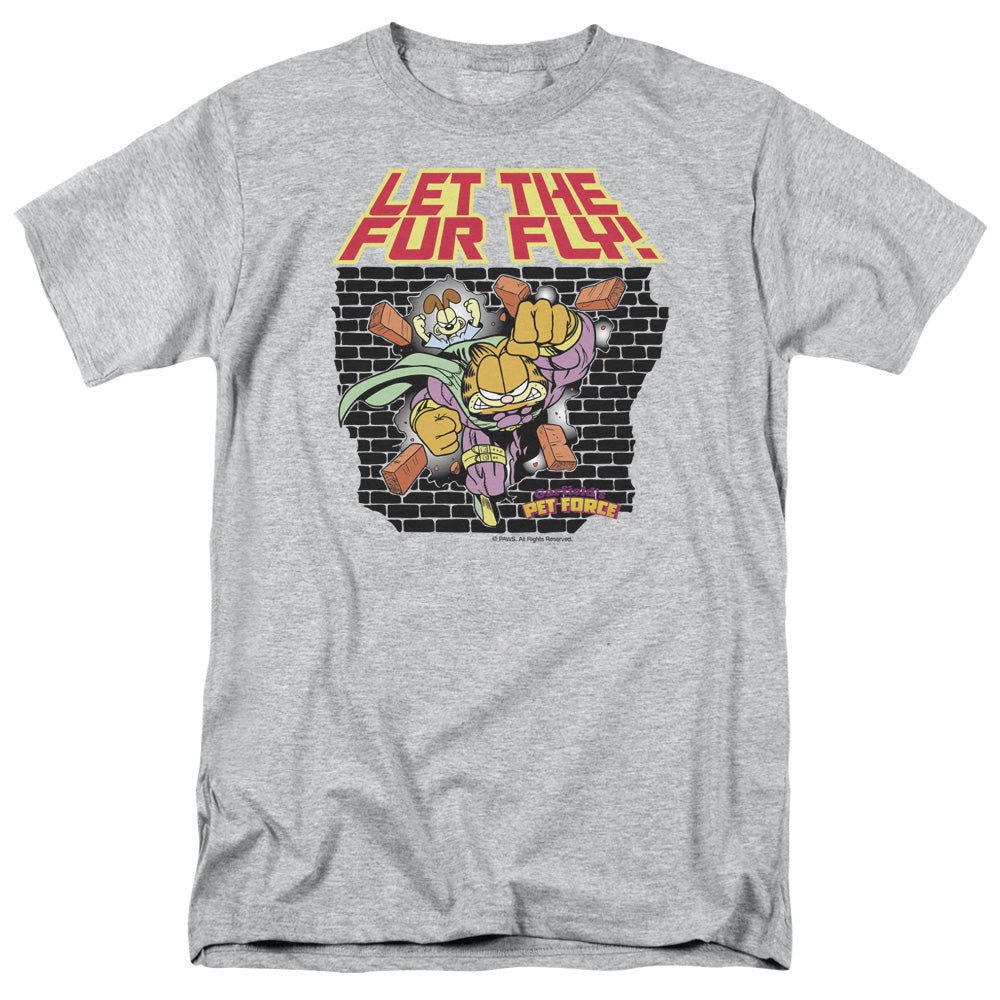 Garfield - Let The Fur Fly - Adult Unisex Short Sleeve T-Shirt - Gray