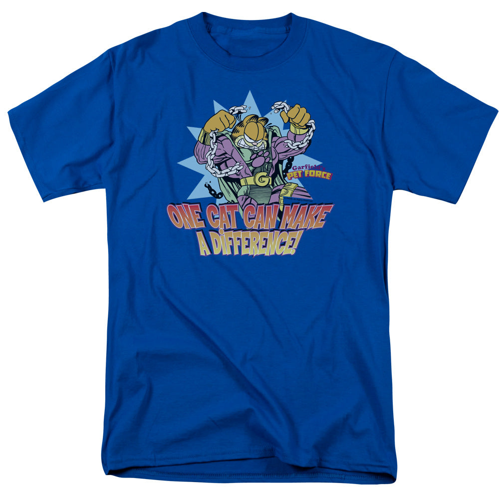 Garfield - Make A Difference - Adult Unisex Short Sleeve T-Shirt - Blue