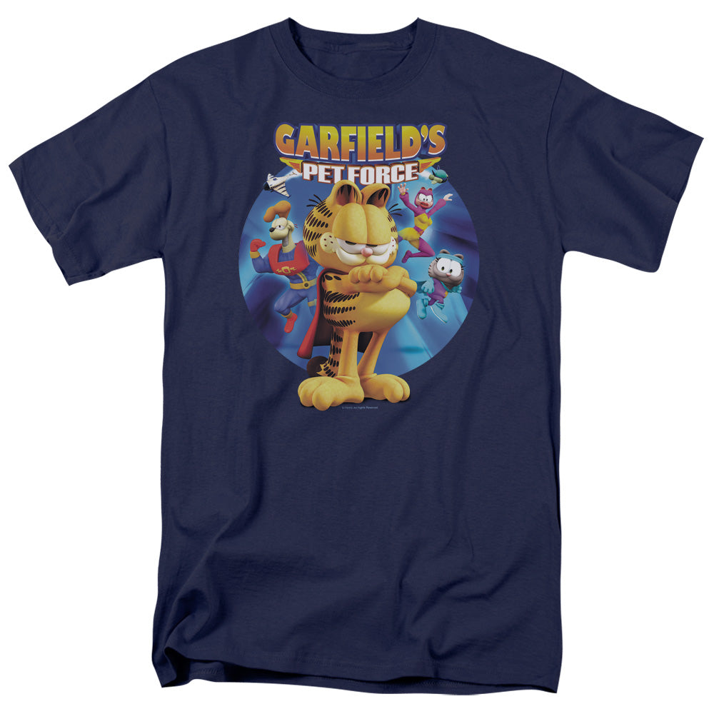 Garfield - Dvd Art - Adult Unisex Short Sleeve T-Shirt - Blue