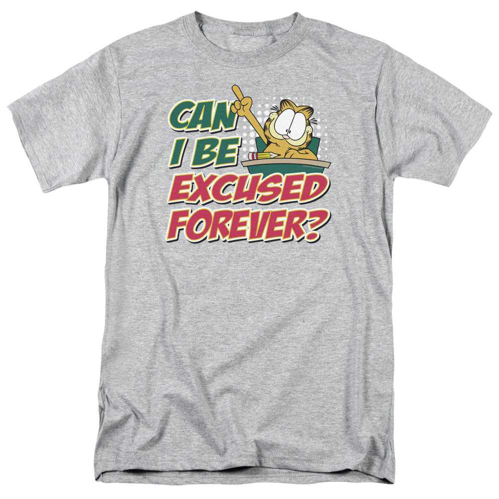 Garfield - Excused Forever - Adult Unisex Short Sleeve T-Shirt - Gray