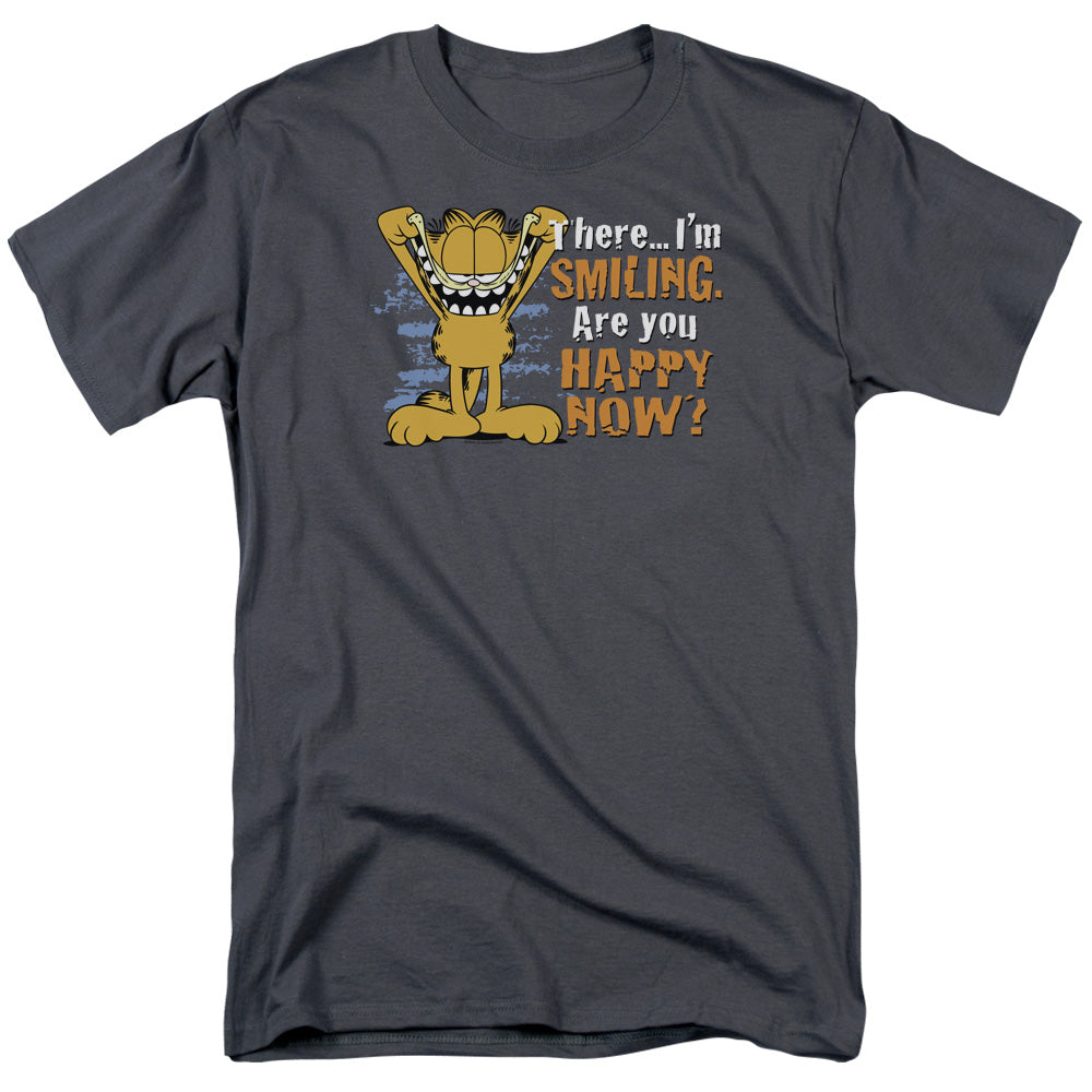 Garfield - Smiling - Adult Unisex Short Sleeve T-Shirt - Gray
