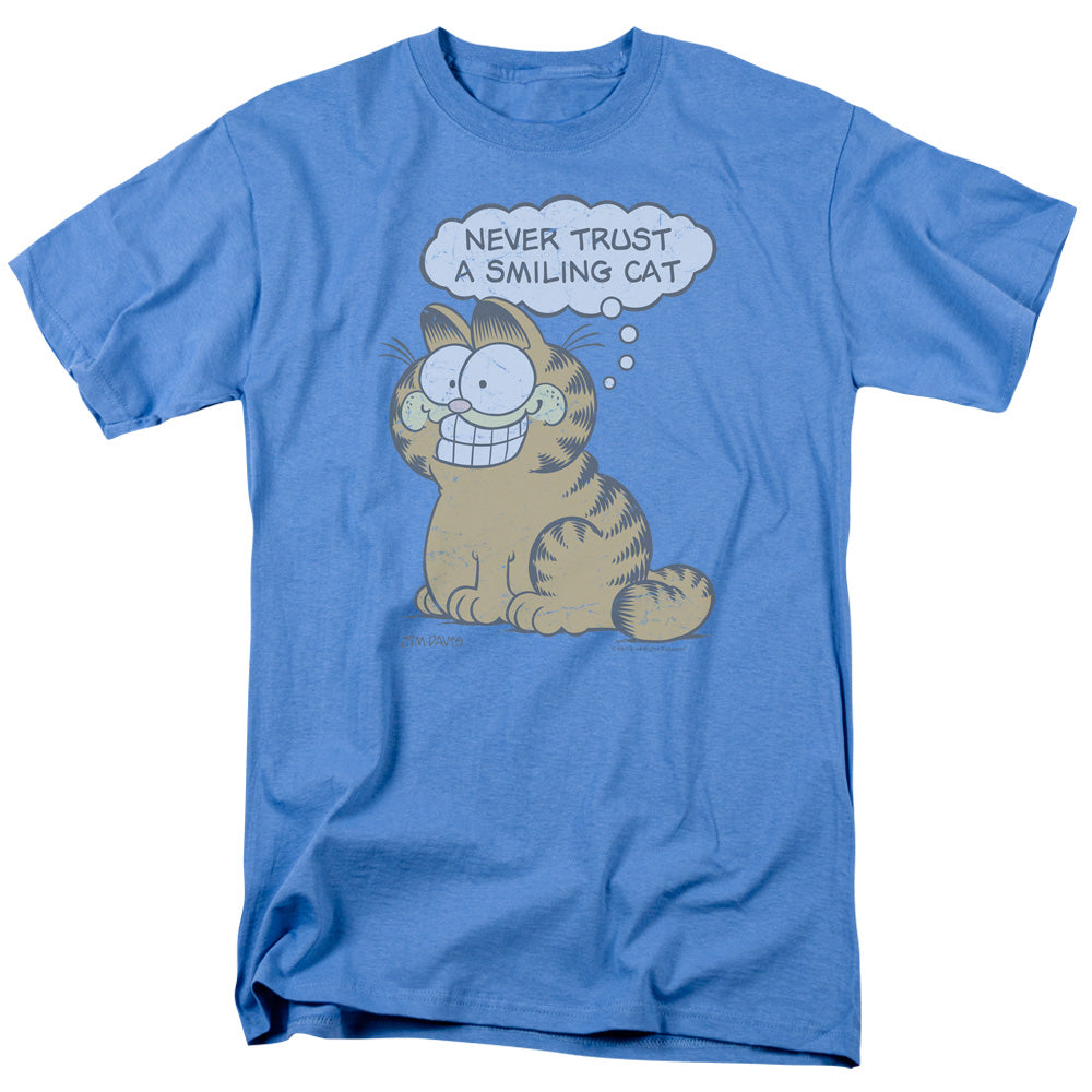 Garfield - Smiling Cat - Adult Unisex Short Sleeve T-Shirt - Blue