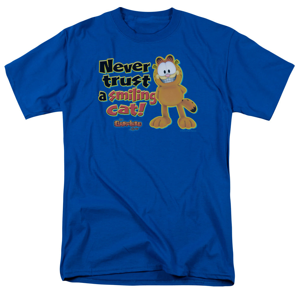 Garfield - Smiling - Adult Unisex Short Sleeve T-Shirt - Blue
