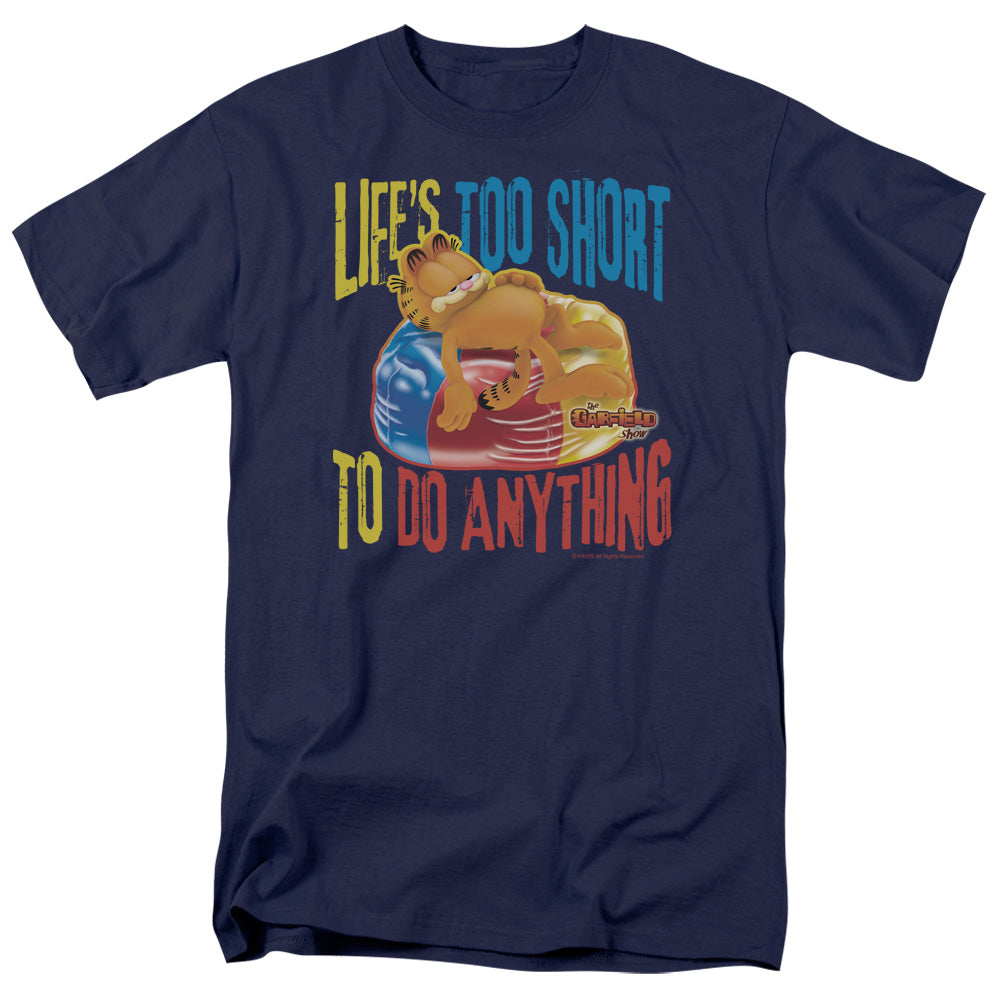 Garfield - Too Short - Adult Unisex Short Sleeve T-Shirt - Blue
