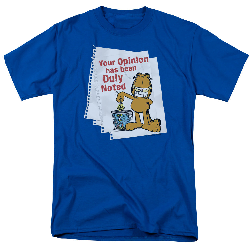 Garfield - Duly Noted - Adult Unisex Short Sleeve T-Shirt - Blue