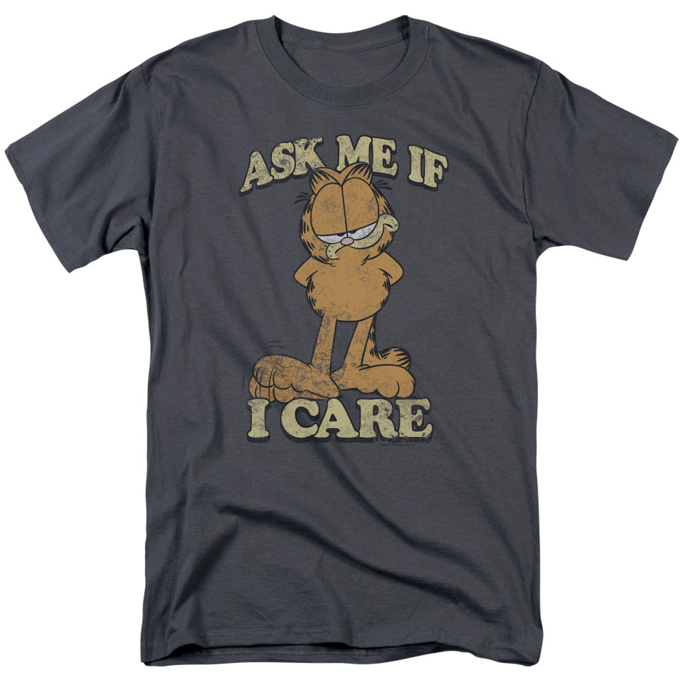 Garfield - Ask Me - Adult Unisex Short Sleeve T-Shirt - Gray