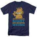 Garfield - Never Wrong - Adult Unisex Short Sleeve T-Shirt - Blue
