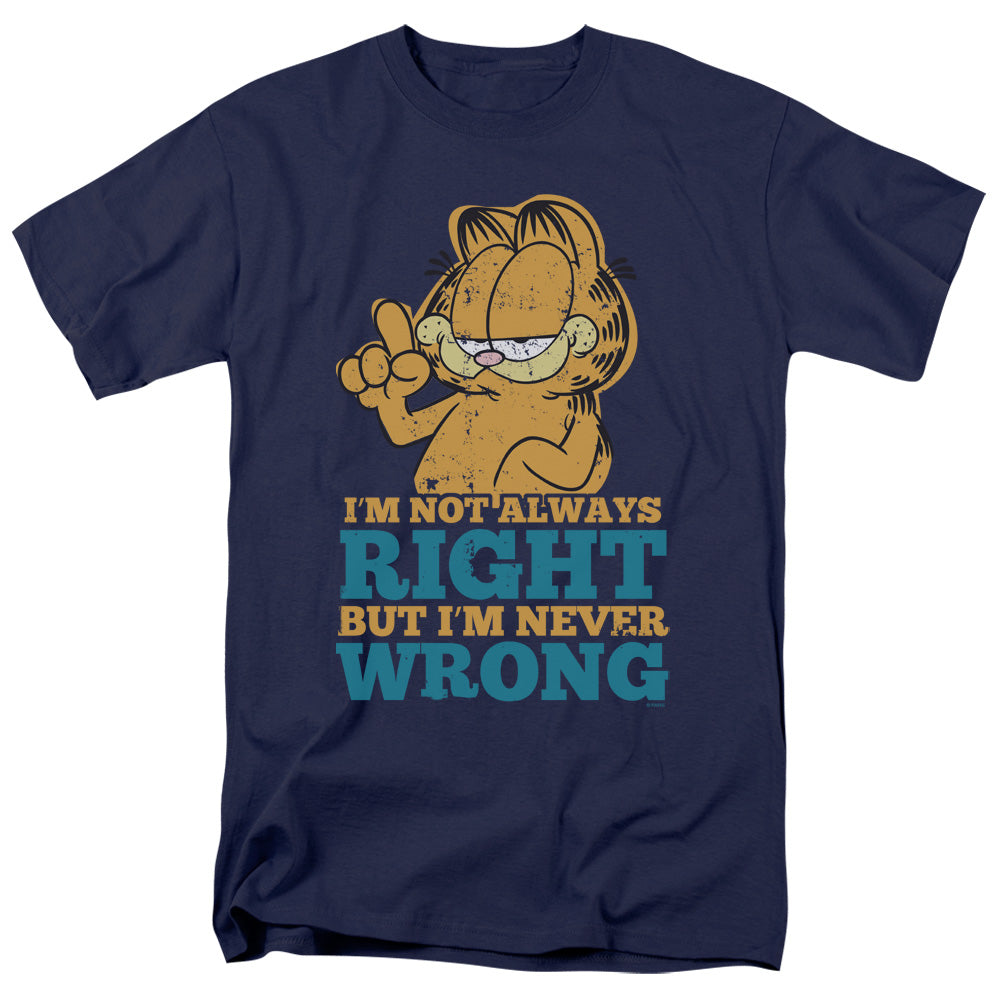 Garfield - Never Wrong - Adult Unisex Short Sleeve T-Shirt - Blue