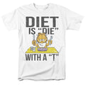 Garfield - Diet Is Die With A T - Adult Unisex Short Sleeve T-Shirt - White
