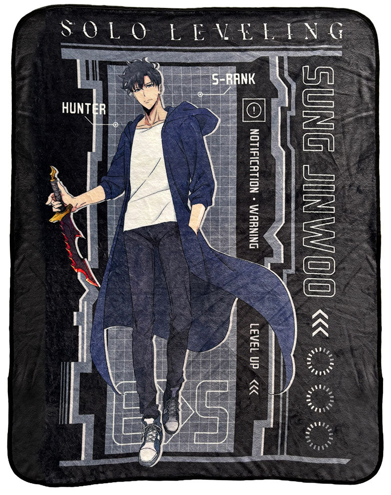 Solo Leveling - Sung Jinwoo Solo With Name Color Art Throw Blanket