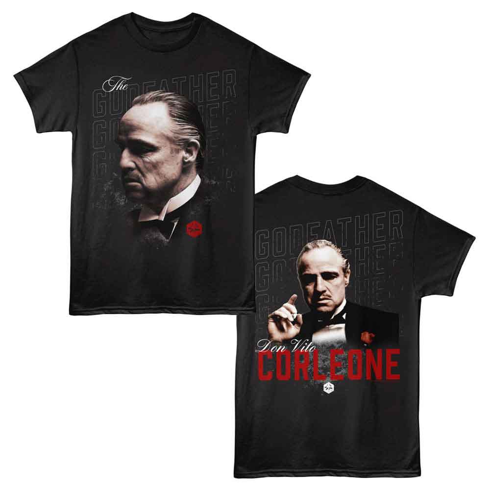 Godfather - Repeat Text - American Classics - 2-Sided Print Black Adult Short Sleeve T-Shirt