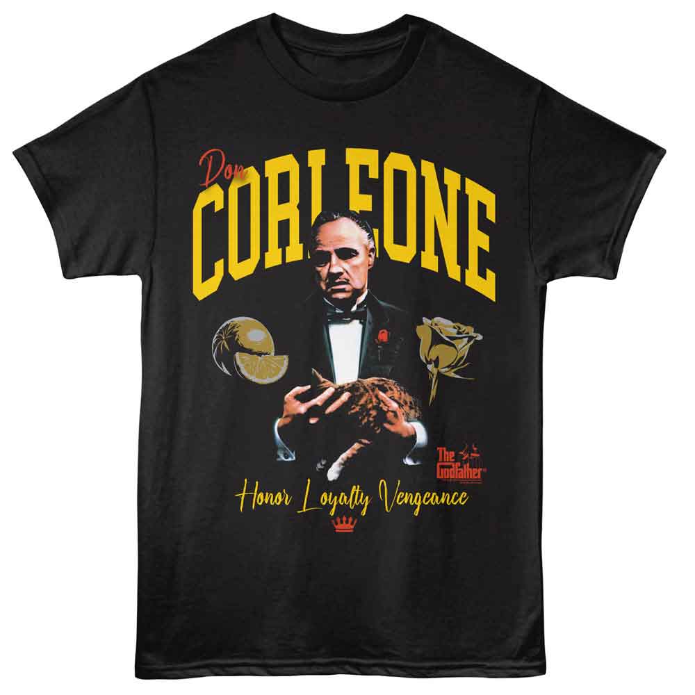 Godfather - Honor Loyalty Vengeance - Front Print Adult Short Sleeve Solid T-Shirt - Black
