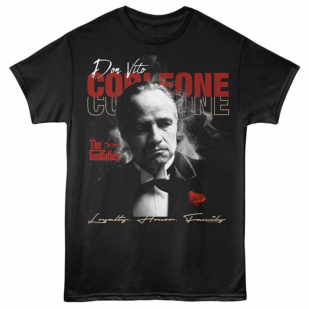 Godfather - Loyalty Honor Family - Front Print Adult Short Sleeve Solid T-Shirt - Black