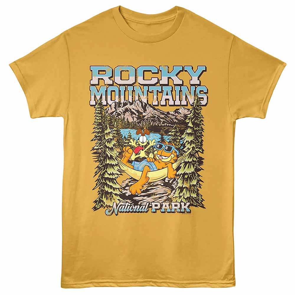 Garfield - Hammock - Front Print Adult Short Sleeve Solid T-Shirt - Ginger