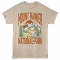 Garfield - Mount Rainier Hike - Front Print Adult Short Sleeve Solid T-Shirt - Sand