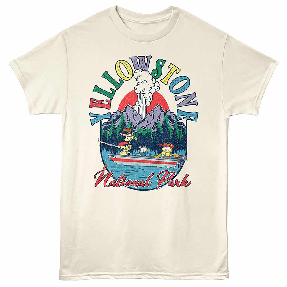 Garfield - Yellowstone Boating Alt - Front Print Adult Short Sleeve Solid T-Shirt - Natural