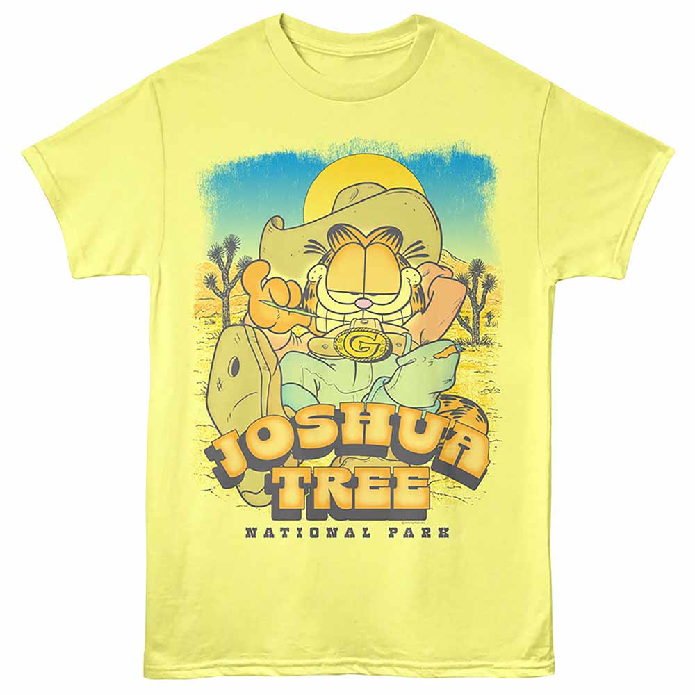 Garfield - Joshua Tree - Front Print Adult Short Sleeve Heather T-Shirt - Yellow Heather