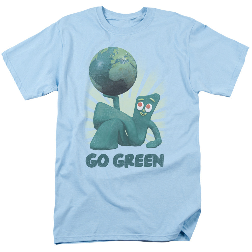 Gumby - Go Green - Adult Unisex Short Sleeve T-Shirt - Blue