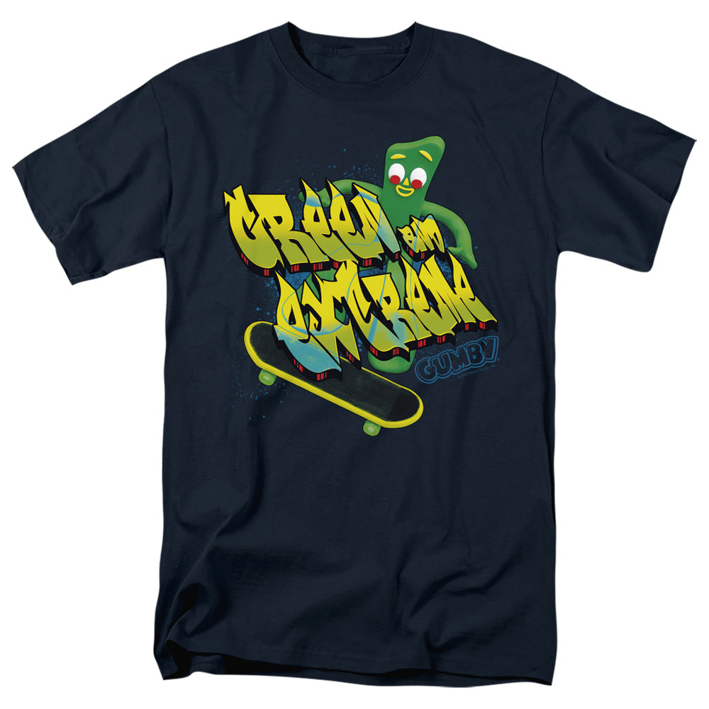 Gumby - Green And Extreme - Adult Unisex Short Sleeve T-Shirt - Blue