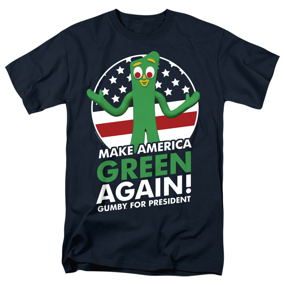 Gumby - For President - Adult Unisex Short Sleeve T-Shirt - Blue