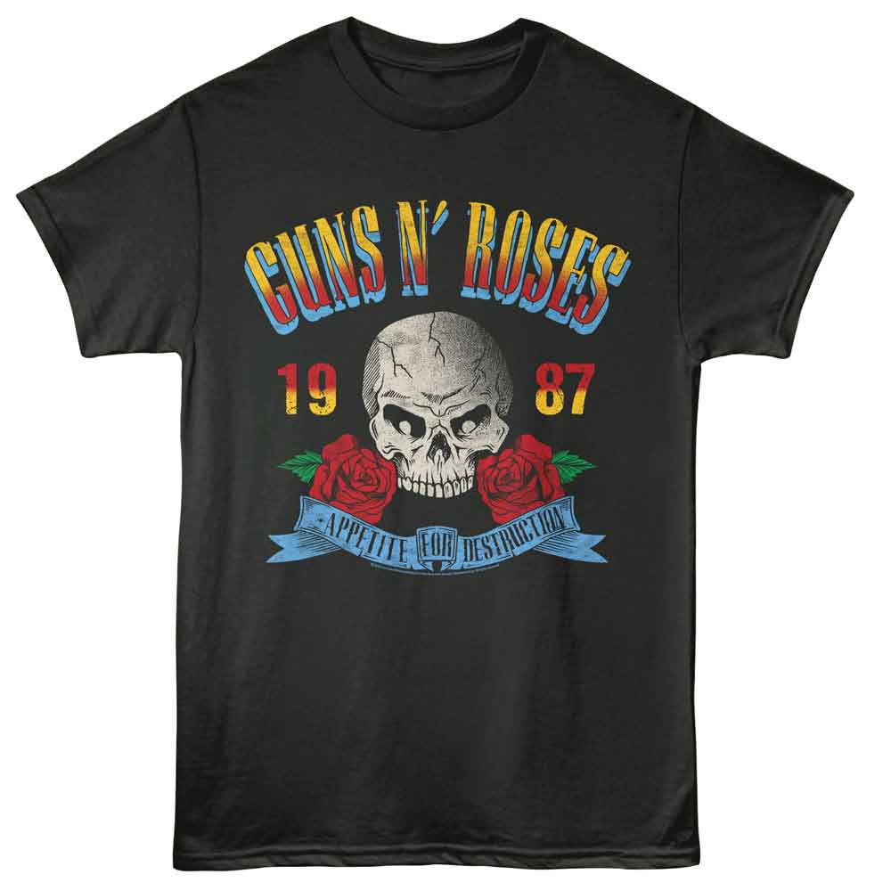 Guns N Roses - Afd 87 - American Classics - Front Print Smoke Solid Adult Short Sleeve T-Shirt