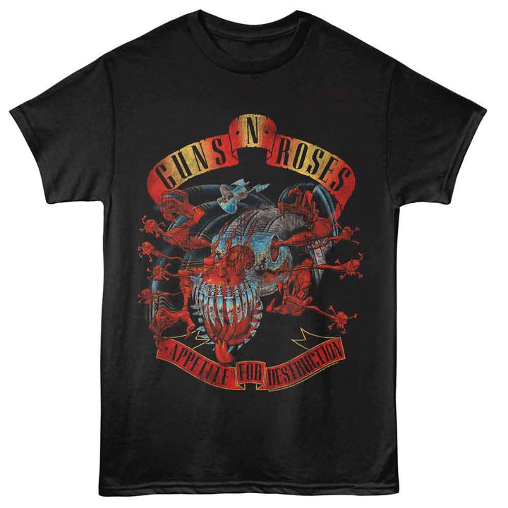 Guns N Roses - Monster Appetite - American Classics - Front Print Black Solid Adult Short Sleeve T-Shirt