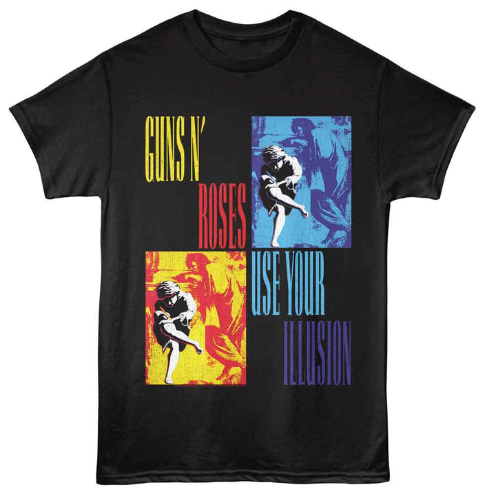 Guns N Roses - Use Your Illusion - American Classics - Front Print Black Solid Adult Short Sleeve T-Shirt