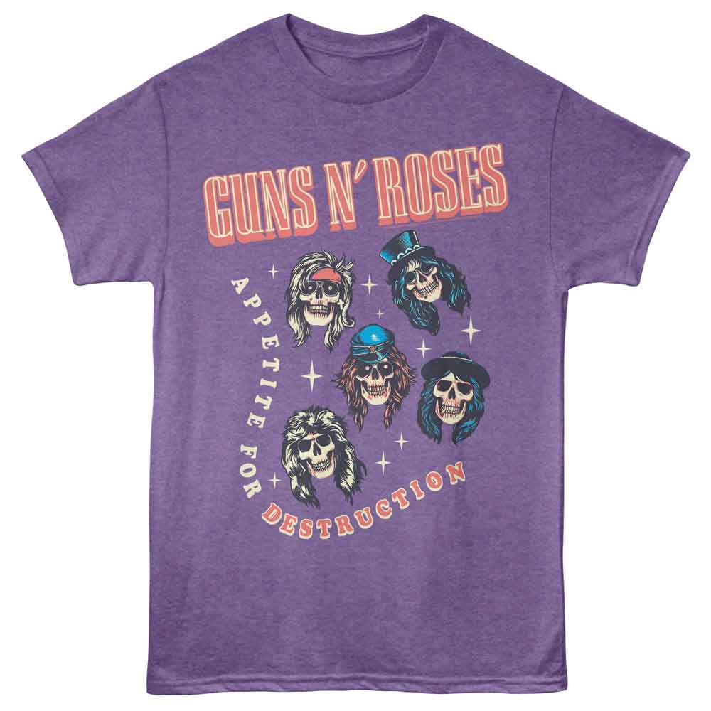 Guns N Roses - Destruction - Purple - Front Print Heather Adult Unisex Short Sleeve T-Shirt
