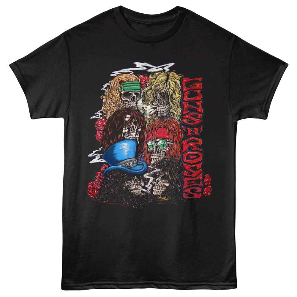 Guns N Roses - Vintage Skulls - Solid Adult Unisex Short Sleeve T-Shirt - Black
