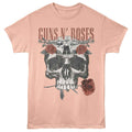 Guns N Roses - Flower Skull - Solid Adult Unisex Short Sleeve T-Shirt - Peach