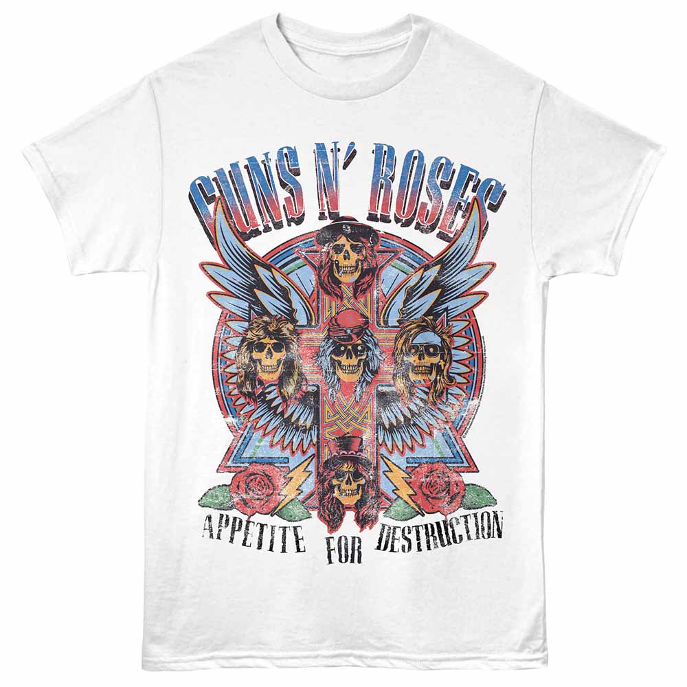 Guns N Roses - Appetite - Adult Unisex Short Sleeve T-Shirt - White