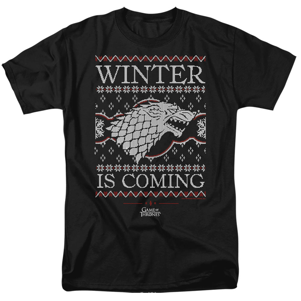 Game Of Thrones - Winter Is Coming Ugly Christmas - Adult Unisex T-Shirt - Black