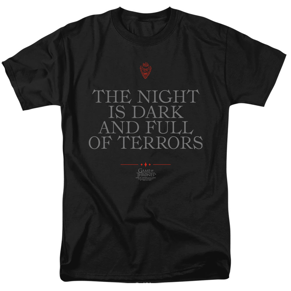 Game Of Thrones - Night Is Dark - Adult Unisex Short Sleeve T-Shirt - Black