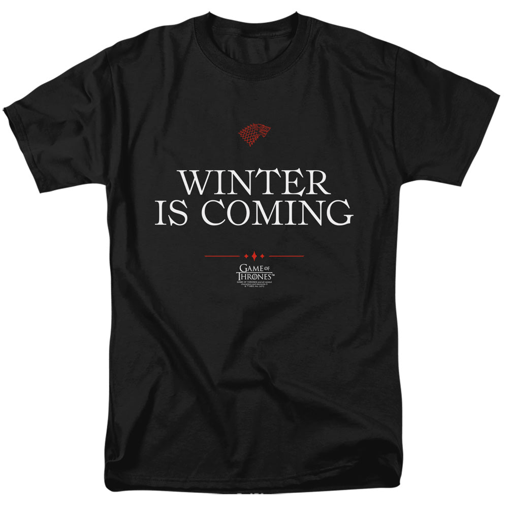 Game Of Thrones - Winter Is Coming Text - Adult Unisex T-Shirt - Black