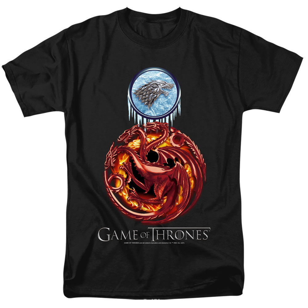 Game Of Thrones - Combined Targaryn And Stark - Adult Unisex T-Shirt - Black