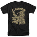 Game Of Thrones - Debts - Adult Unisex Short Sleeve T-Shirt - Black