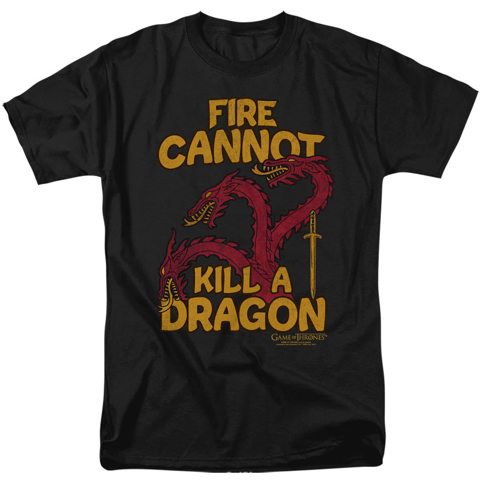 Game Of Thrones - Dragons With Fire - Adult Unisex Short Sleeve T-Shirt - Black