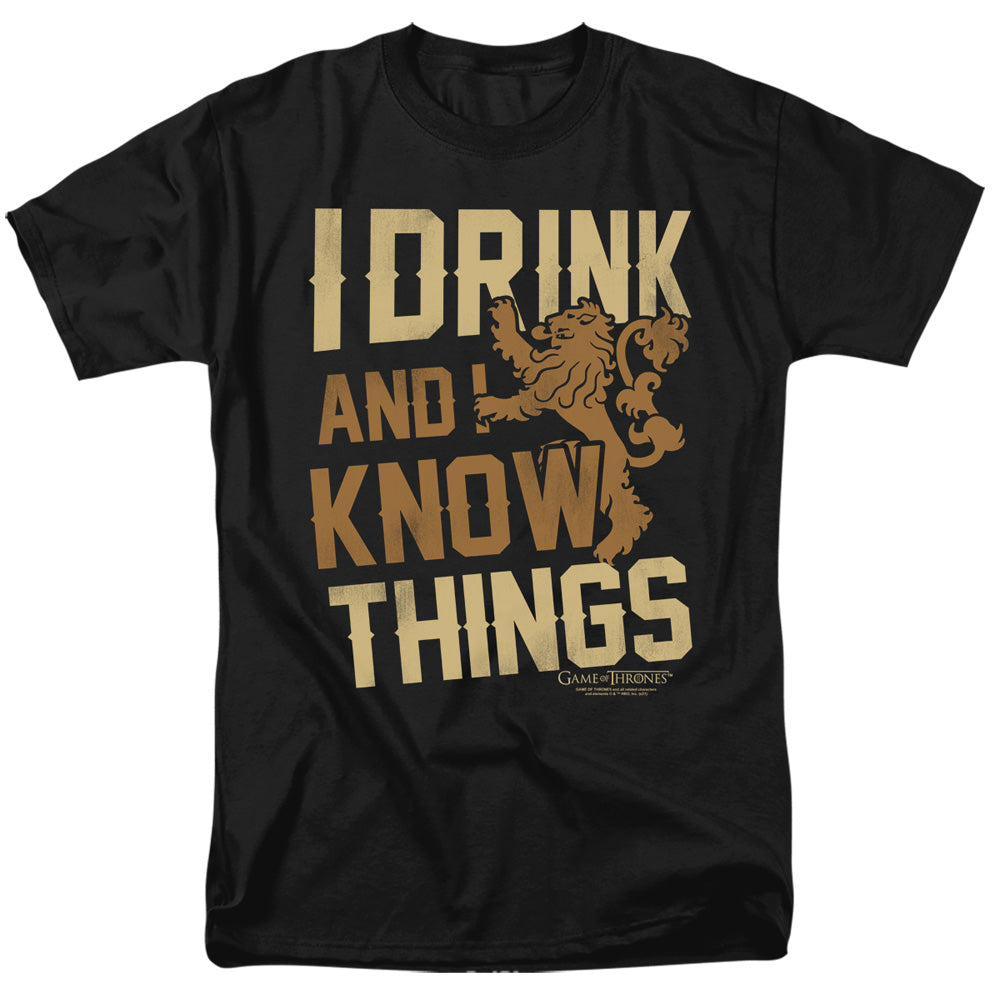 Game Of Thrones - Know Things - Adult Unisex Short Sleeve T-Shirt - Black